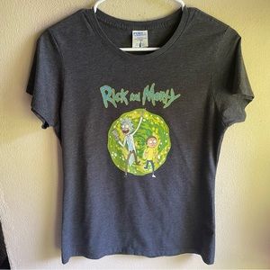 Rick and Morty Cartoon Network Girlie Tshirt. Gray. Size Medium